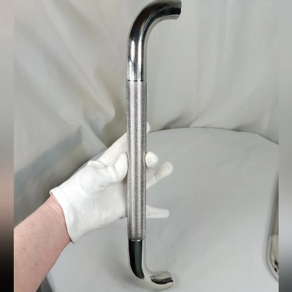 Set of 2 Chrome Textured Anti Slip Safety Shower Grab Bars